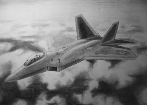 Piirros F/A-22 koneesta